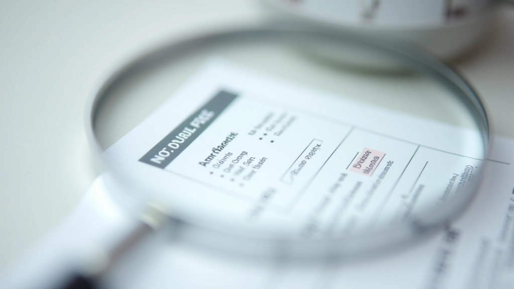 Detailaufnahme von Bankunterlagen mit Gebührenliste, Lupe zeigt versteckte Gebühren, professionelle Beleuchtung